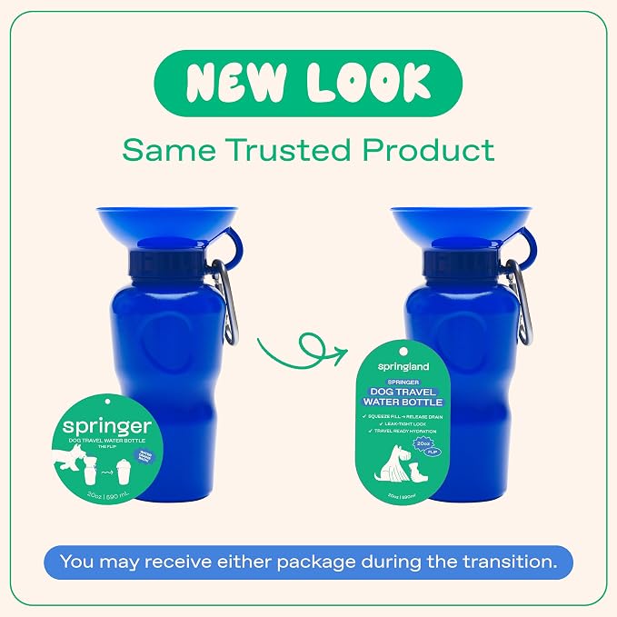 Springland 22oz Classic Portable Dog Water Bottle with Built-in Bowl,Indigo | Leak-proof, BPA-free, one-hand squeeze, for travel & hiking, fits car cup holders, great dog gift, as seen on Shark Tank - Image 9