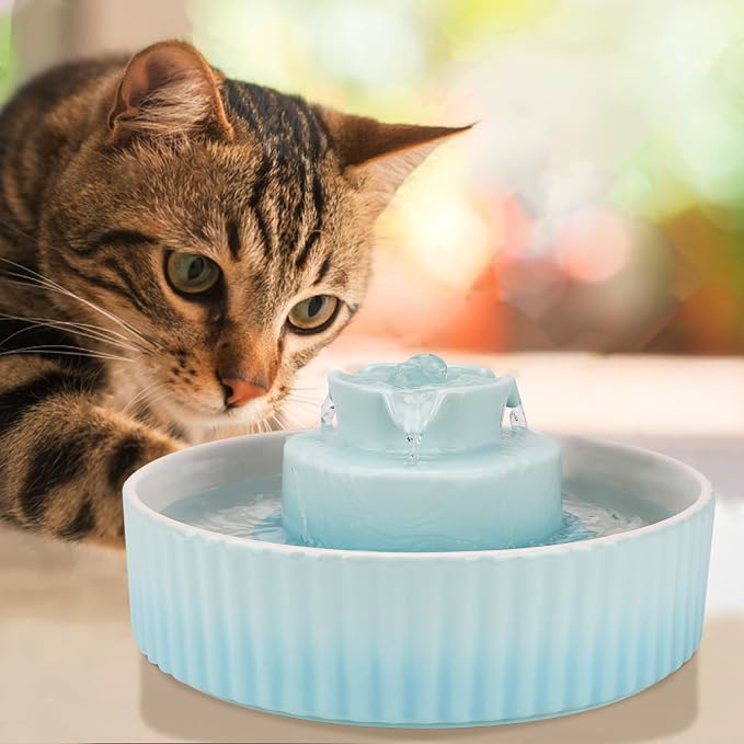 Wonder Creature Ceramic Cat Water Fountain, Stable Cupcake Design, 71oz | 2.1L Pet Fountain with Anti-Tip Ceramic Design, 2 Quiet Pumps, 360° Water Flow, 3 Filters for Cats and Dogs - Image 7
