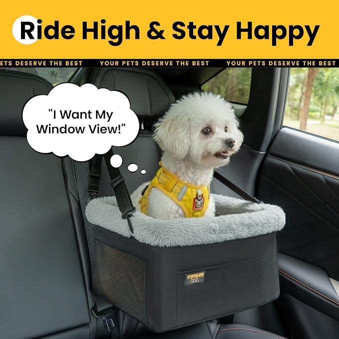 Conlun 2-Pack Dog Car Seat | Steel Frame Anti-Collapse | Small Pet | Black | Heavy-duty Oxford | Rigid Skeleton Stops Wobbling | Leash Prevents Escapes | Elevated Pet Booster for Calm Car Trips - Image 7
