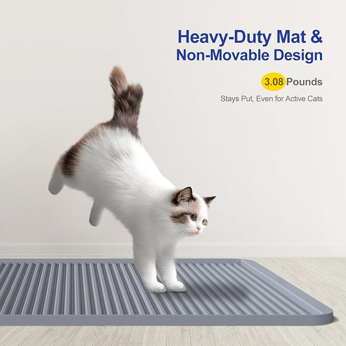 Filmicy Silicone Cat Litter Mat - 31' x 23' Waterproof Large Kitty Mat, Non-Slip, Durable, Easy Clean & Washable Cat Litter Tray Mat for Scatter Control - Image 4