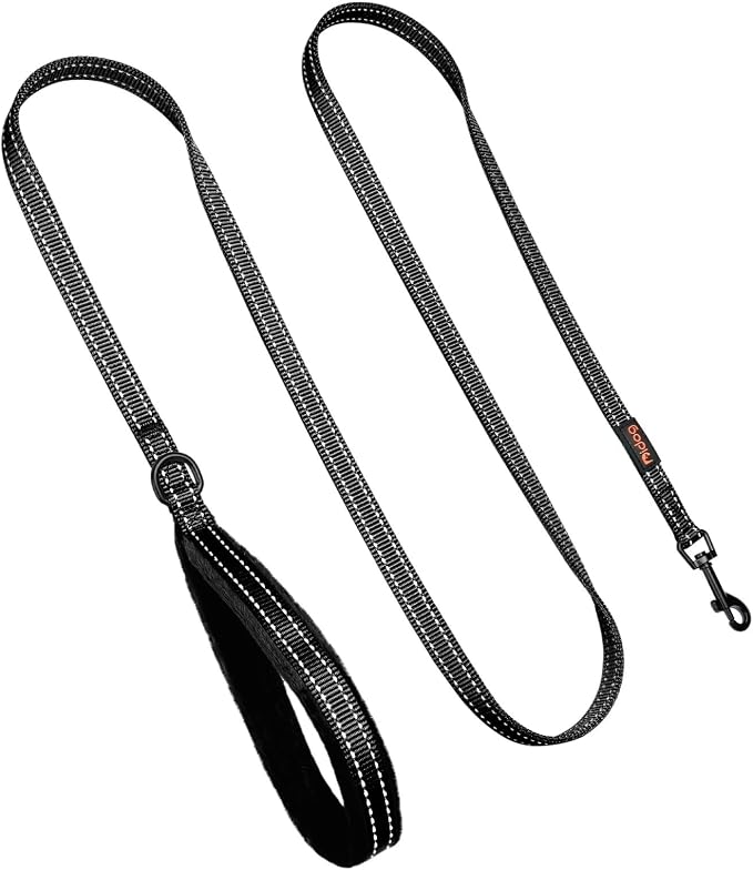 Didog 6FT Reflective Dog Leash for Small Medium Dogs,Slim 5/8" Width, Black | Soft Padded Handle, Plush Comfort Grip, Tangle-Free, 360° Swivel Clasp for Daily Walking and Training, Night Safety - Image 4