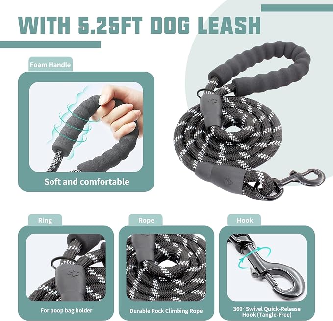 AUROTH Dog Harness and Leash Set for Large Sized Dog, No Pull Dog Vest | with Leash Clips, LED light clip, Soft Padded No Choke, Escape Proof, Easy Walking and Training, Macaron Blue, XL - Image 4