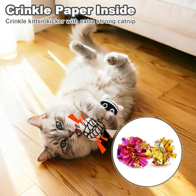 Retro Shaw Catnip Cat Toys, Horror Goth Cat Toy for Indoor Cats Kitty, 4PCS | Crinkle Sound,Interactive Fun,Soft and Durable,Halloween Kitten Toys Cat Nip Kicker Toy for All Breeds - Image 5