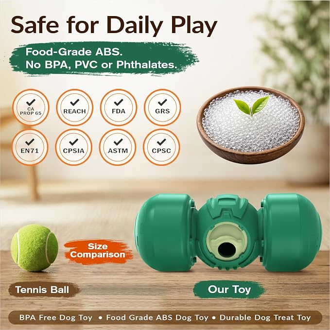 KADTC XL Dog Treat Dispenser Toy, Wobble Giggle Bone for Medium/Large Dogs | Roll-to-feed puzzle feeder: adjustable slow-feeder flow, mental exercise, energy burn, boredom relief, helps lower bloat risk - Image 6