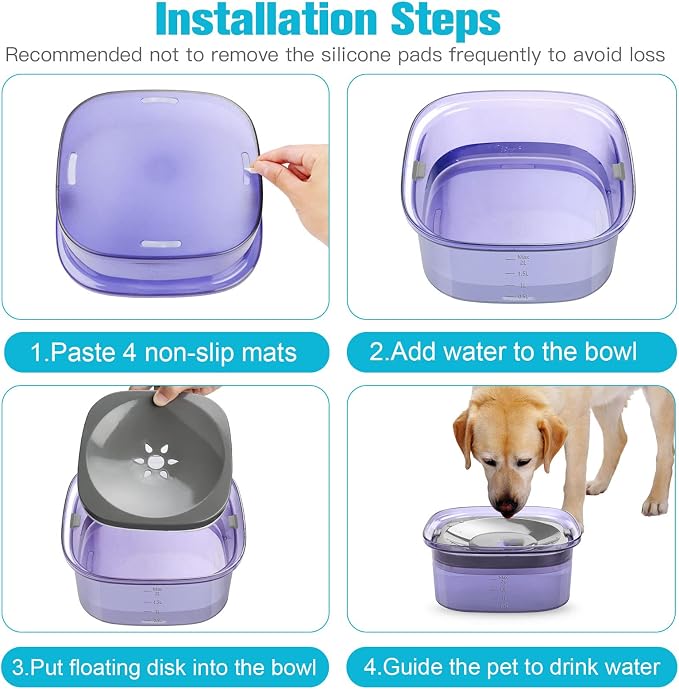 UPSKY 70oz Dog Water Bowl, No Spill Slow Drinking Feeder for Messy Drinker | Large Capacity, Spill Proof, Prevent Pet Prevents Choking, Anti-Slip, Visible Water Level, Suitable for Travel and Car Trips - Image 6