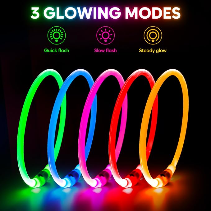 Light Up Dog Collar - Waterproof LED Pet Collar Rechargeable, TPU Cuttable Glow in the Dark Dog Lights for Night Walking (Pink) - Image 2