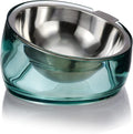 Felli Pet Oblik Acrylic Raised Dog Food Water Bowl Stainless Steel Slanted Oval Dish for Short Leg Puppy & Small Medium Pet, Elevated Tilted Metal Feeder (Classic, 1.5 Cups Oval Dish) by Felli