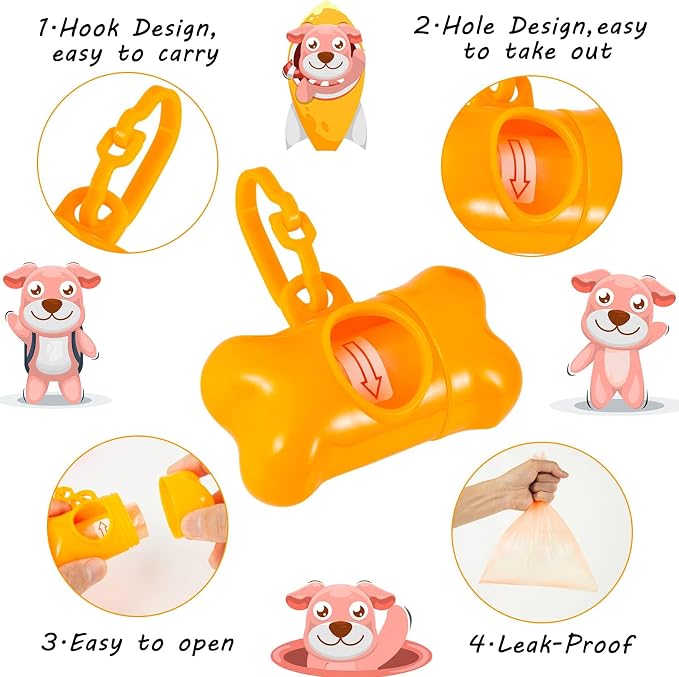 Arroyner 40 Pack Bone Shaped Poop Bag Dispenser Pet Waste Disposal Bag Dispenser (Random Color) - Image 3