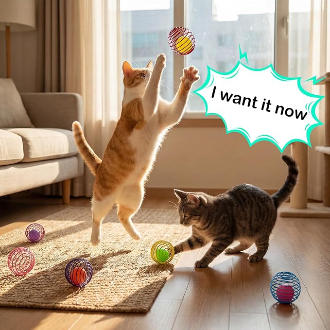 Jecery 5 Pcs Cat Toys Spring,Glow Ball,Multicolor | Interactive Metal Cat Toy, Stretchable Rolling Ball, for Indoor Cats, Colorful Playful Coils, Kitten Pet Supplies - Image 6