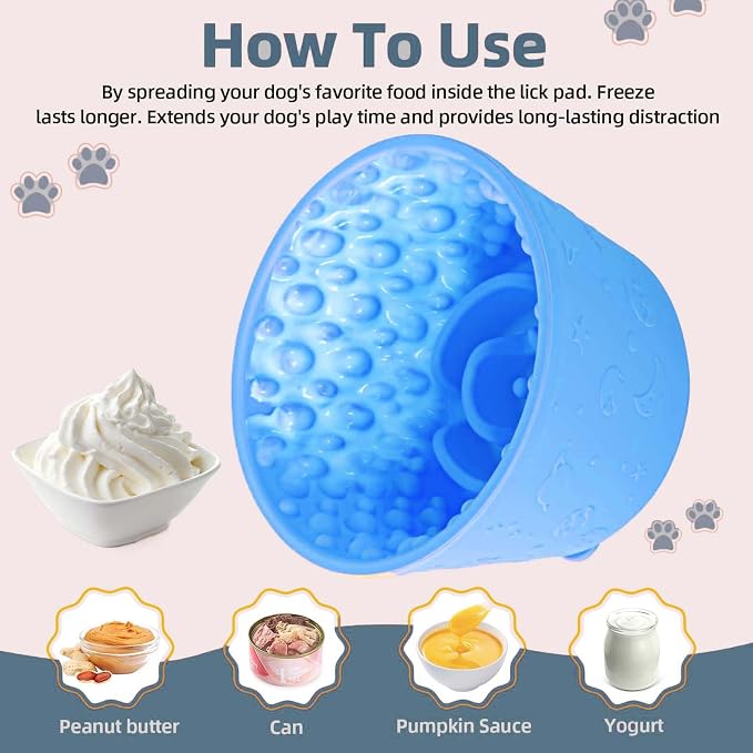 Dog Lick Bowl, Non-Slip Freeze Slow Feeder Small Medium, 1.6 Cup | Anxiety Relief & Distraction, Enrichment, Puzzle Feeder, BPA-Free Silicone, Dishwasher & Microwave Safe, for Dogs - Image 4