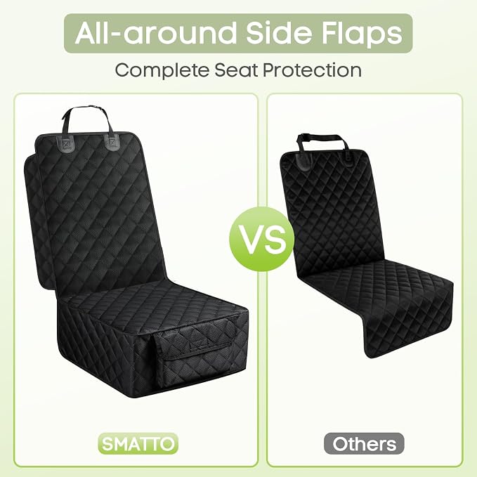 2 Pack Dog Car Seat Cover for Front Seat, Pet Car Seat Protector | Waterproof Scratchproof Non-Slip Captain Chair Cover, Full Protection with Side Flaps, Large Pocket, Fits Cars/Trucks/SUVs - Image 3