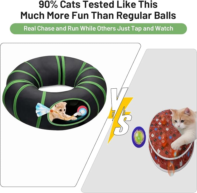 Interactive Cat Toy, Motion-Activated Ball in Enrichment Tunnel | USB-C Rechargeable Rolling Ball with Touch Reactivation, Fast/Slow Modes, And Prey-Like Movement for Indoor Cats and Kittens. - Image 4