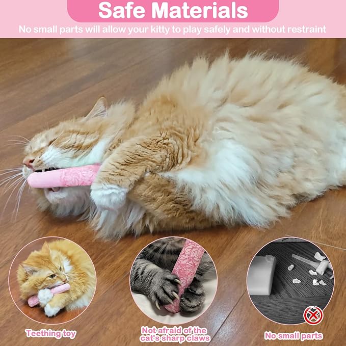 Tocirelo Catnip Toys for Cats, 100% Pure 45000mg Organic Natural Catnip | 3Pack Funny Pink Cat Nip Toys Bite-Resistant, Safe Kitten Teething Kicker Toys for Indoor Cats, Soft Plush Cat Chews 5.9inch - Image 5