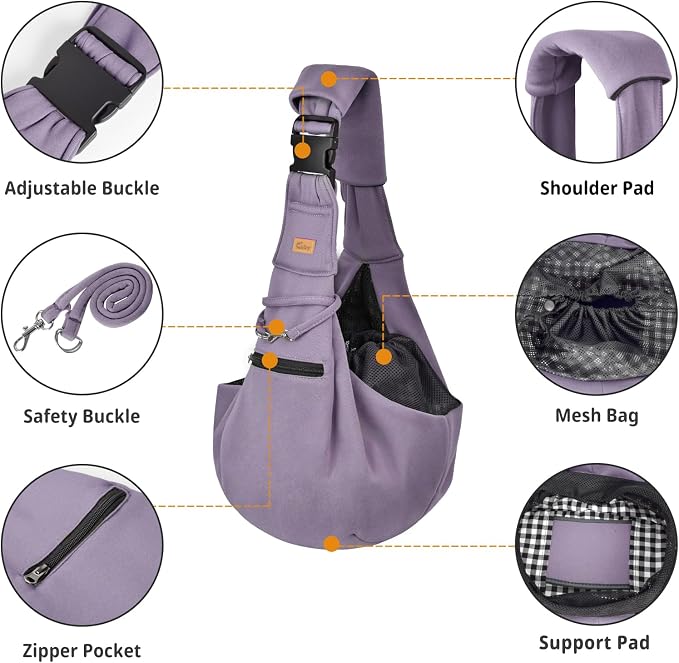 CUBY Dog and Cat Sling Carrier - Hands Free Reversible Pet Papoose Bag - Soft Pouch and Tote Design - Suitable for Puppy, Small Dogs Cats Outdoor - Image 5