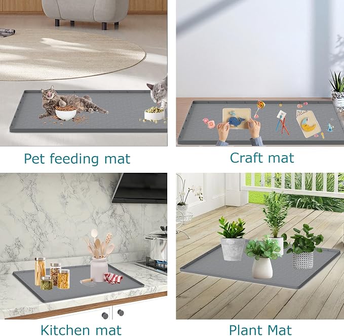 Cat Litter Mat for Litter Box, Silicone Large Cat Litter Trapping Mat - 40x28 in, Waterproof & Non-Slip, Durable & Easy Clean, Gray - Image 7