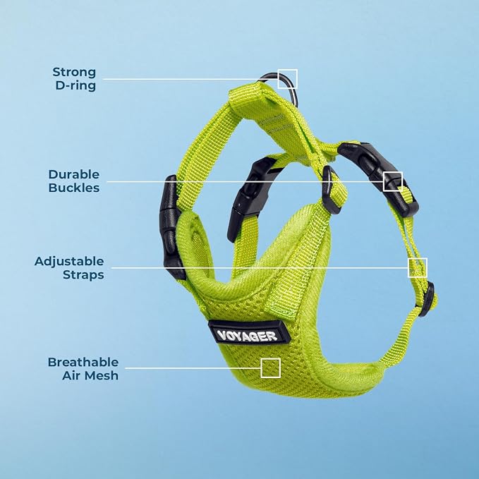 Voyager Step-in Lock Dog Harness - Lime Green, Medium | 17 - 21" in Chest, Adjustable, Breathable Air Mesh, Lightweight for Daily Walks, Strong Clips, Heavy Duty D-Ring - Image 4