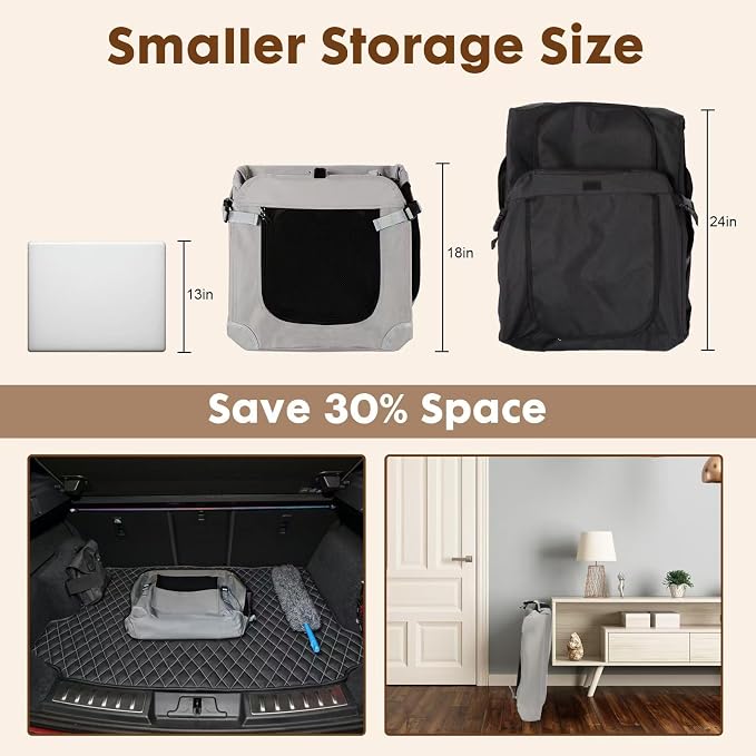 PEGIC Extra Large Cat Carrier for 2 Cats, Grey, X-Large | Portable Soft Sided, 24"×16"×16", Indoor and Outdoor Uses, For Car Traveling, Vest Visits - Image 3
