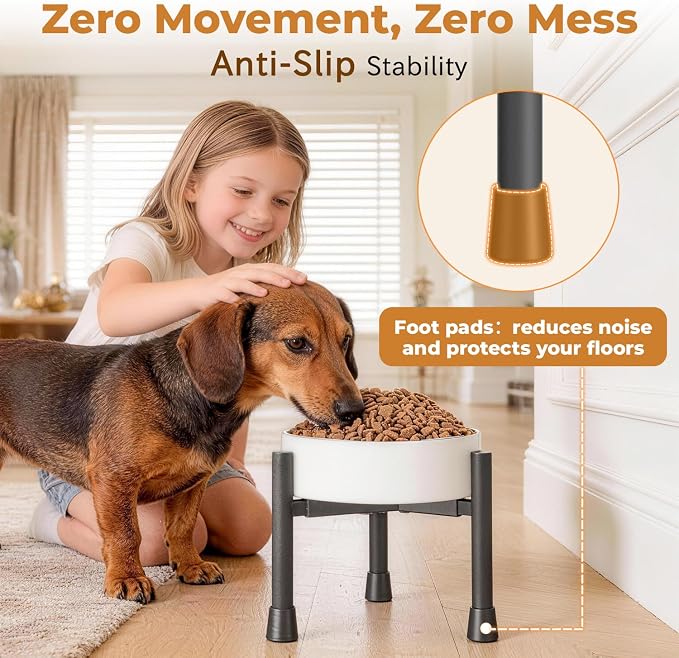 Elevated Dog Bowl Stand for Small Medium Breed, 2 Pack 10in Tall Holder | Adjustable Width 6-10in,Non-Slip Metal Puppy Food Water Raised Feeder, Fits Various Size Ceramic Stainless Steel Bowl - Image 3