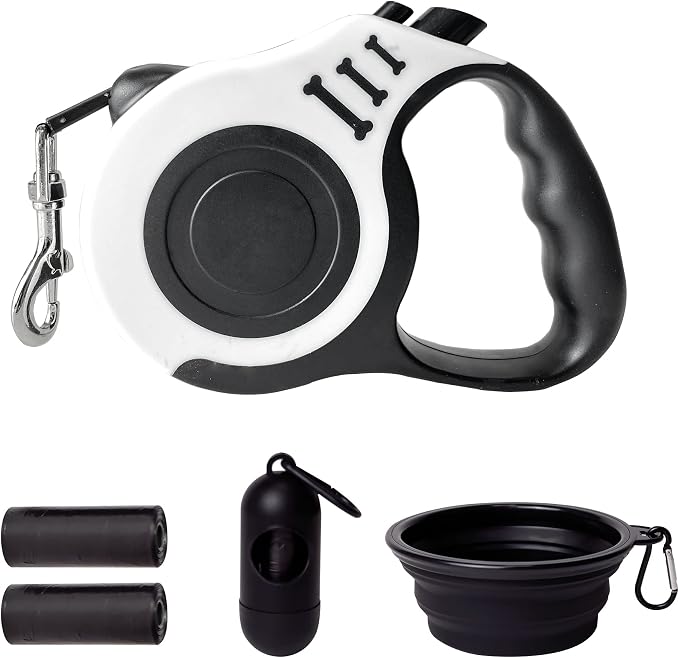 Retractable Dog Leash Automatic Telescopic Tractor Dog Tape | Pet Tape 10/16 FT Durable and Convenient, with Folding Bowl, Dispenser, Rubbish Bags, Suitable for Small and Medium Dogs by LIEVUIKEN
