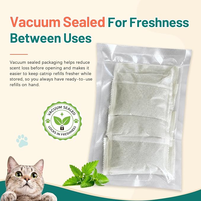 (10-Pack) Refillable Catnip Kicker Toy Kits, Natural Catnip Tea Bags for Cats, 9g Catnip Pouches, Non-Woven Mess-Free Cat Toy Refills, Additive-Free, Vacuum Sealed, Total 90g - Image 6