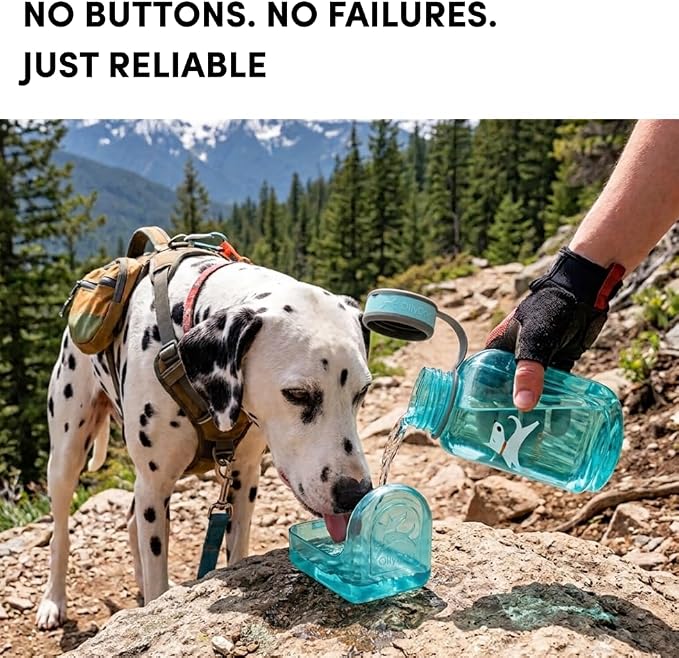 OllyDog OllyBottle Tritan Water Bottle with Detachable Dog Bowl | BPA Free Leakproof | 20oz | Share Water with Your Dog | Hiking Travel Camping (600ML, Aqua Blue) - Image 2