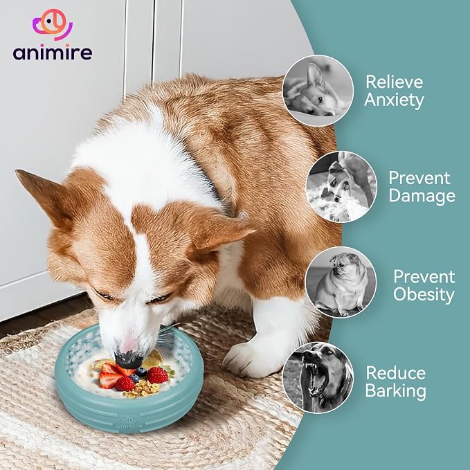 Dog Lick Bowl, Animire Freeze Lick Mat for Dogs, Non-Slip Slow Feeder Licking Bowl Enrichment Treat for Distraction Anxiety Relief, Food Grade Silicone, Dishwasher Safe(Teal,S) - Image 8