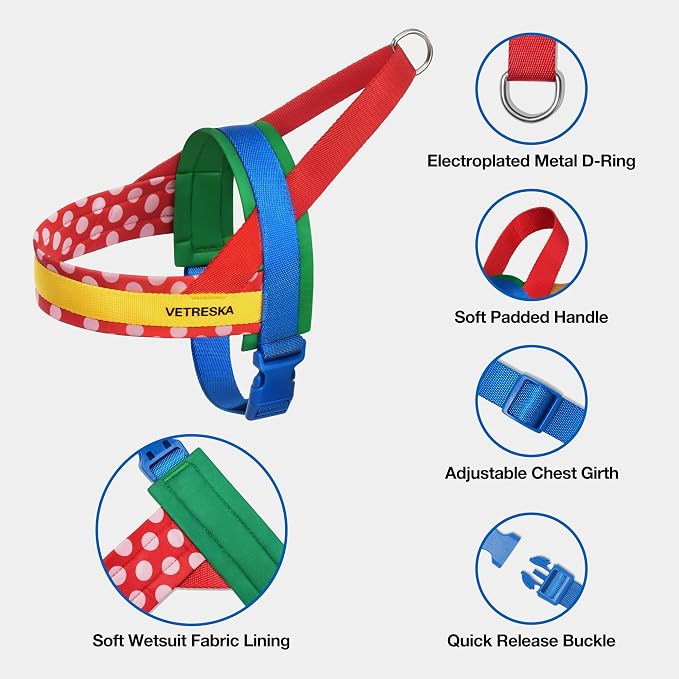 VETRESKA MoMA Dog Harness and Leash Set, Easy Walk Dog Harness (Red, XS) | for Small Medium Dogs, No Pull Puppy Harness for Walking and Training, Adjustable, Take Control & Anti-Twist Pet Lead Combo - Image 3