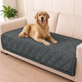 Smiry Non Slip Couch Cover for Dogs, Fuzzy Plush Pet Sofa Protector | Washable Furniture Cover for Large Dogs & Cats, Scratch & Dirt Resistant, For 3 Cushion Couch, Dark Grey, 35.4"x95" by Smiry
