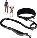 Tuff Pupper Hands Free Bungee Dog Leash, Waist Belt for Running & Walking | Heavy Duty for One Large Dog up to 125 lb, Shock Absorbing with Lumbar Support & Reflective Padded Handles for Jogging by TuffPupper