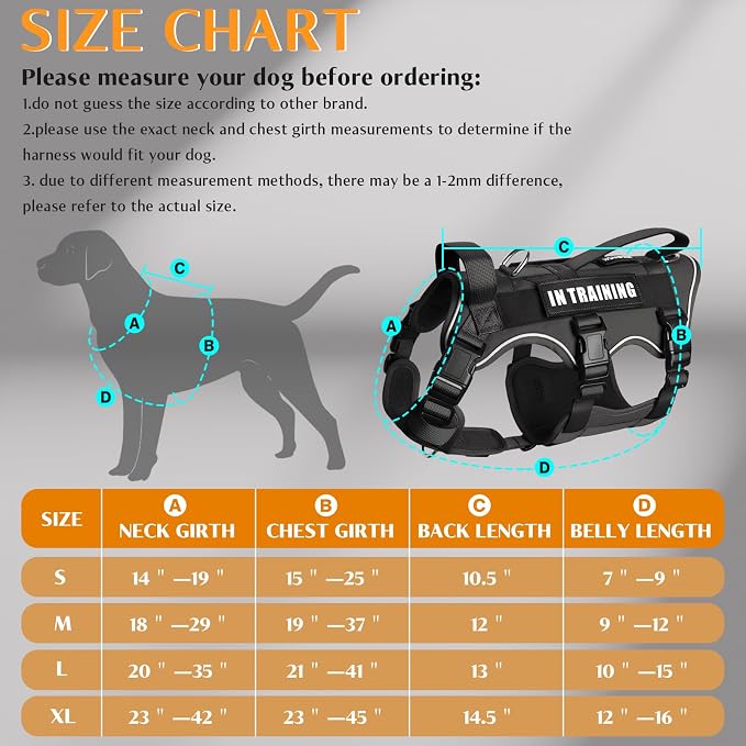 WINSEE Escape Proof Dog Harness with Double Handle+4 Removable Patches | Service Working Molle Harness with Double Handle for Large Dogs, Tactical Pet Reflective Vest for Walking Hiking Hunting - Image 5