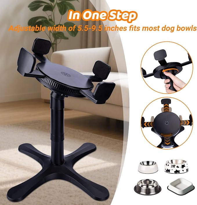 Elevated Adjustable Dog Bowl Feeding Stand, 3 Heights and Tiled Ajudst, Compatible with Moost Feeding Bowls, Great for Medium Large Dogs(Dog Food Bowl Stand 2 Pack) - Image 3