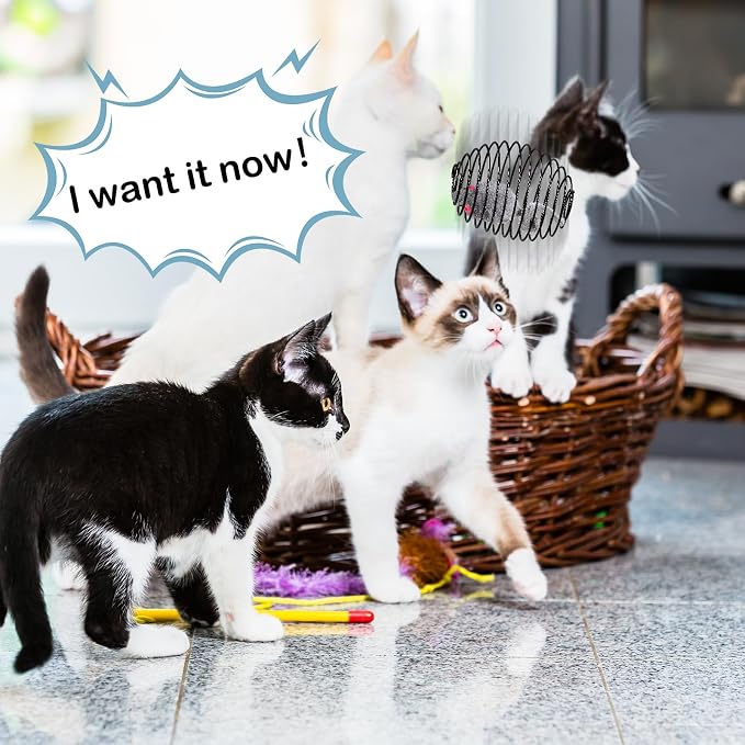 Jecery 5 Pcs Cat Toys Spring,Mouse,Black | Interactive Metal Cat Toy, Stretchable Rolling Ball, for Indoor Cats, Colorful Playful Coils, Kitten Pet Supplies - Image 4