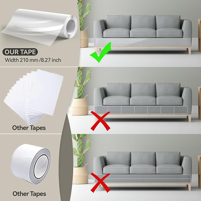 Anti Cat Scratch Furniture Protector (11.8" x 118") Single Sided | Thicken Vinyl Transparent Cat Anti Scratch Tape Flexible Couch Protector from Cat Claw Sticky Paws for Sofa, Door, Wall, Bed - Image 4