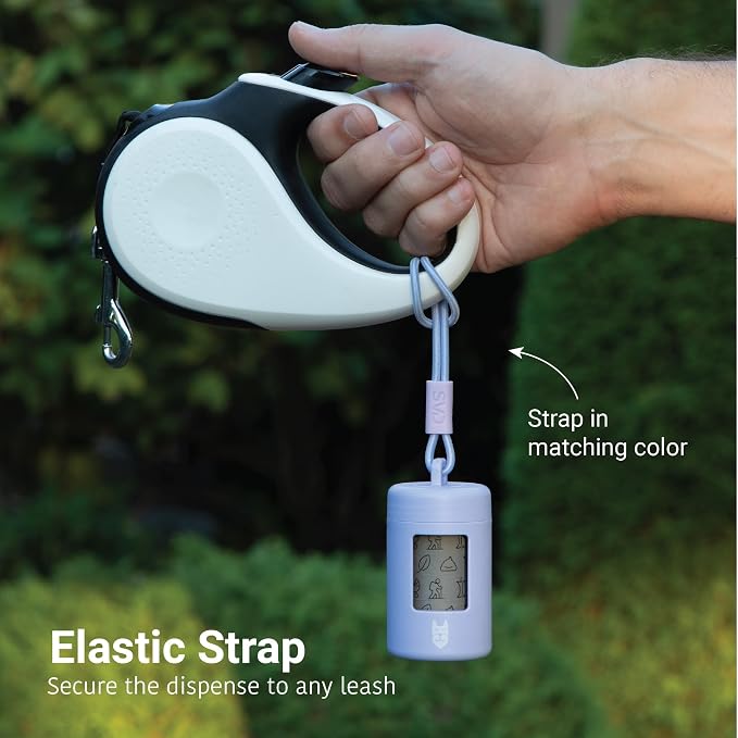 SVD.PET Retractable Dog Poop Bag Dispenser and Waste Bag Holder Kit, Purple | Lightweight, Stretchy Strap Fits Any Dog Leash, Leak-Proof Bag Starter Roll Included, Dog Essentials for Walking and Travel - Image 3