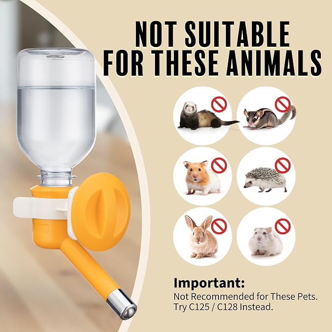 Choco Nose Patented No-Drip Dog Water Bottle/Feeder for Dogs/Cats and Other Small-Medium Sized Animals - for Cages, Crates or Wall Mount. 10.2 Oz. Mess Free Leak-Proof Nozzle 16mm, Orange (C590) - Image 9