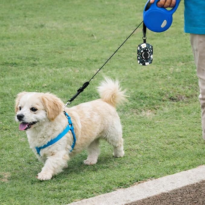 Petmolico Dog Poop Bag Holder Dispenser 2 Pack, Cyan & Flower | Zippered pouch fits any leash, includes free roll of bags, lightweight & portable for daily walks, travel & outdoor use - Image 7