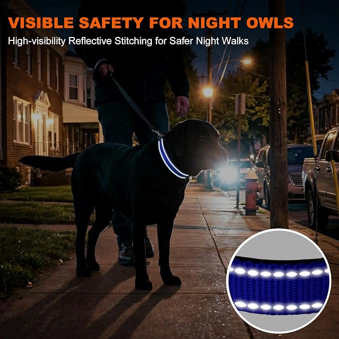 Taglory Reflective Extra Large Dog Collar, Comfortable for Safe Night Walks | Soft Neck Cushioning, Adjustable 18-28 in, Sturdy Webbing Withstands Strong Pullers, Zinc Alloy D-Ring for Leash and ID Tags - Image 5