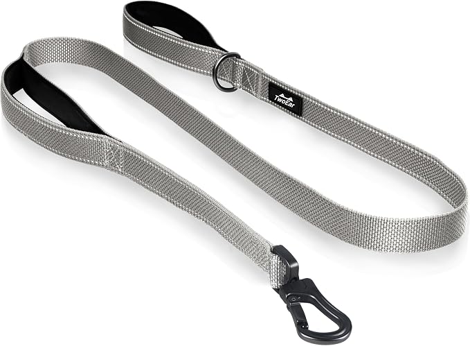 Twoear 4FT 1IN Heavy Duty Dog Leash for Large Dogs with 2 Padded Handles | Traffic Handle Extra Control, Auto Lock Hook, Strong Reflective Walking Leash for Night Safety, Medium and Large Breeds,Grey - Image 8