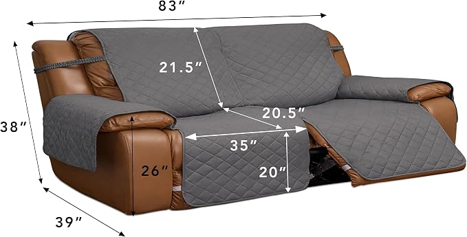 Easy-Going Reversible Couch Cover for 2 Seat Oversized Recliner | Gray/Light Gray, Sofa Slipcover For Dogs, Sofa Cover For Oversized Recliner Loveseat, Furniture Protector, Pet Friendly - Image 3