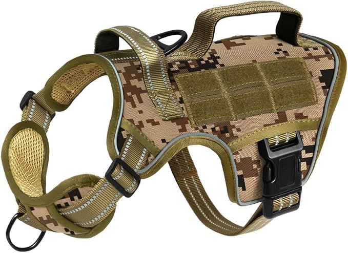 Dog Harness, Tactical No Pull for Small Sized Dog with Handle | Breathable Soft Padded, Adjustable, Reflective, Molle System, Heavy Duty, No Choke for Walking Training, Desert Camo Small - Image 8