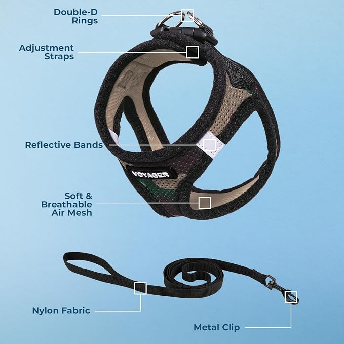 Voyager Step-in Air Cat Harness & Leash Set - Army Base, XS | 13.5 - 15" in Chest, Reflective Bands, All Weather Breathable Air Mesh, Cats Compatible, Fast Drying - Image 3