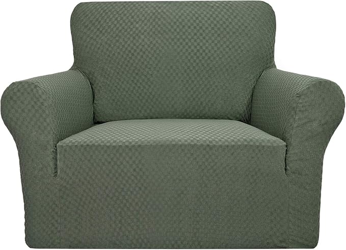YEMYHOM Couch Cover Latest Jacquard Design High Stretch Sofa Chair Covers for Living Room, Pet Dog Cat Proof Armchair Slipcover Non Slip Magic Elastic Furniture Protector (Small, Army Green) by YEMYHOM