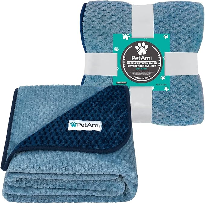 PetAmi Waterproof Dog Blanket, Leakproof Puppy Blanket, 29x40 Navy Blue | For Small Medium Pets, Furniture Sofa Couch Cover Protector, Fleece Throw Indoor Cat Kitten, Reversible Washable Soft Plush - Image 2