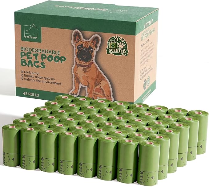ATIFBOP Biodegradable Dog Poop Bags 720 Count, 48 Rolls Scented Dog Waste Bags, Leak Proof Extra Thick Refill Rolls, Lemon Scented Poop Bags for Dogs by ATIFBOP
