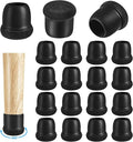 16 Pack Chair Leg Floor Protectors for Hardwood Floors, Round Rubber Furniture Sliders, 360°Felt Pad Bottom Wrapped Thickening Silicone Furniture Legs Caps Covers(Round,Black-M) by Yarehand