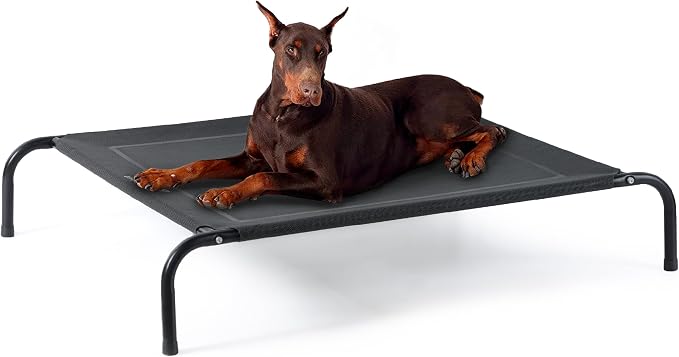 Bedsure Outdoor Elevated Cooling XL Dog Bed for Extra Large Dog, 54in Black | Portable Raised Camping Pet Cot Hammock,Breathable Teslin Mesh, Weather Resistant, For XL Dogs Up to 120 lbs,Easy to Assemble by Unknown