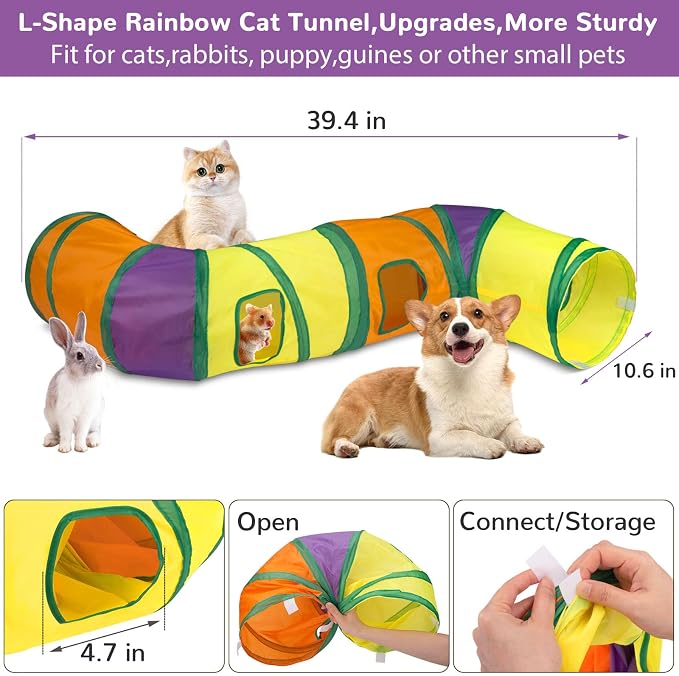 Retro Shaw 33PCS Interactive Cat Toys, Cat Play Tunnels for Indoor Cats | Kitten Feather Wand Springs Crinkle Balls Bell Plush Mice Chew Kicker, Relieves Boredom & Anxiety - Image 5