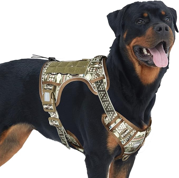 AUROTH Dog Harness for Large Dogs, No Pull Tactical Dog Vest with 2 Clips | Easy Control with handle, Adjustable, Reflective, Military K9, for German Shepherd Husky Walking, Bohemia Green, Large by AurothPets