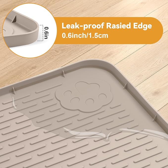 Silicone Cat Litter Mat 40"x28" Cat Mat for Litter Box, Khaki | Extra Large Cat Litter Trapping Mat, Non-slip, Foldable, Waterproof Pet Mat with Raised Edge, Rubber Mat for Floor - Image 5