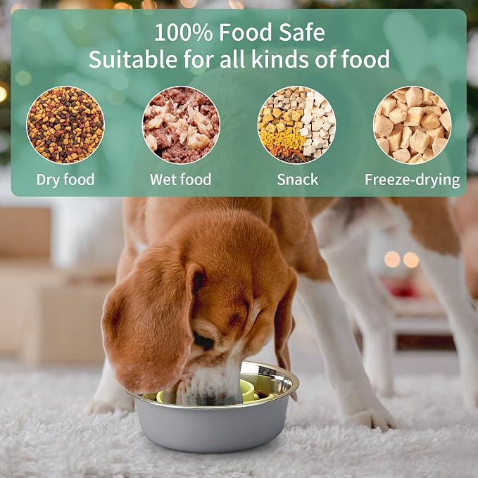 Slow Feeder Dog Bowls Insert, Animire Soft Silicone Slow Eating Dog Food Bowl for Small, Medium and Large Dogs, Compatible with Regular and Elevated Bowls - Image 4